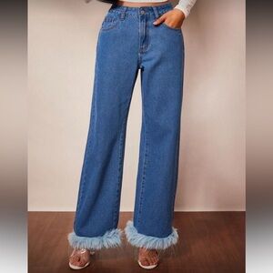 NWT Faux fur cuff jeans. Waist 15 inch (total 30 inches). 💙💙